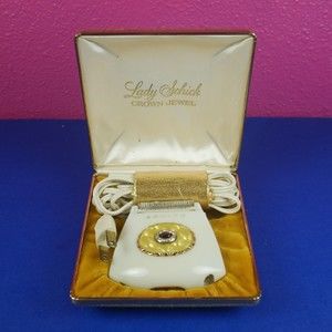 Vintage Lady Schick Electric Razor Crown Jewel in Gold Box WORKS